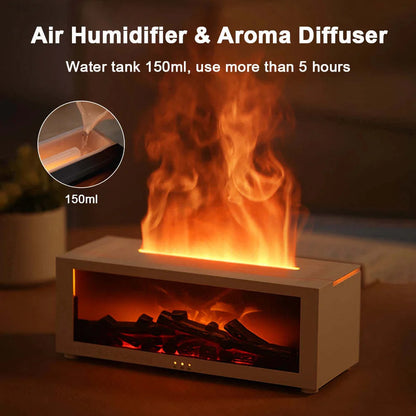 New Flame Aromatherapy Machine Colorful Essential Oil Diffuser Home Large Fog Volume Flame Humidifier 3D Flame Fireplace Machine