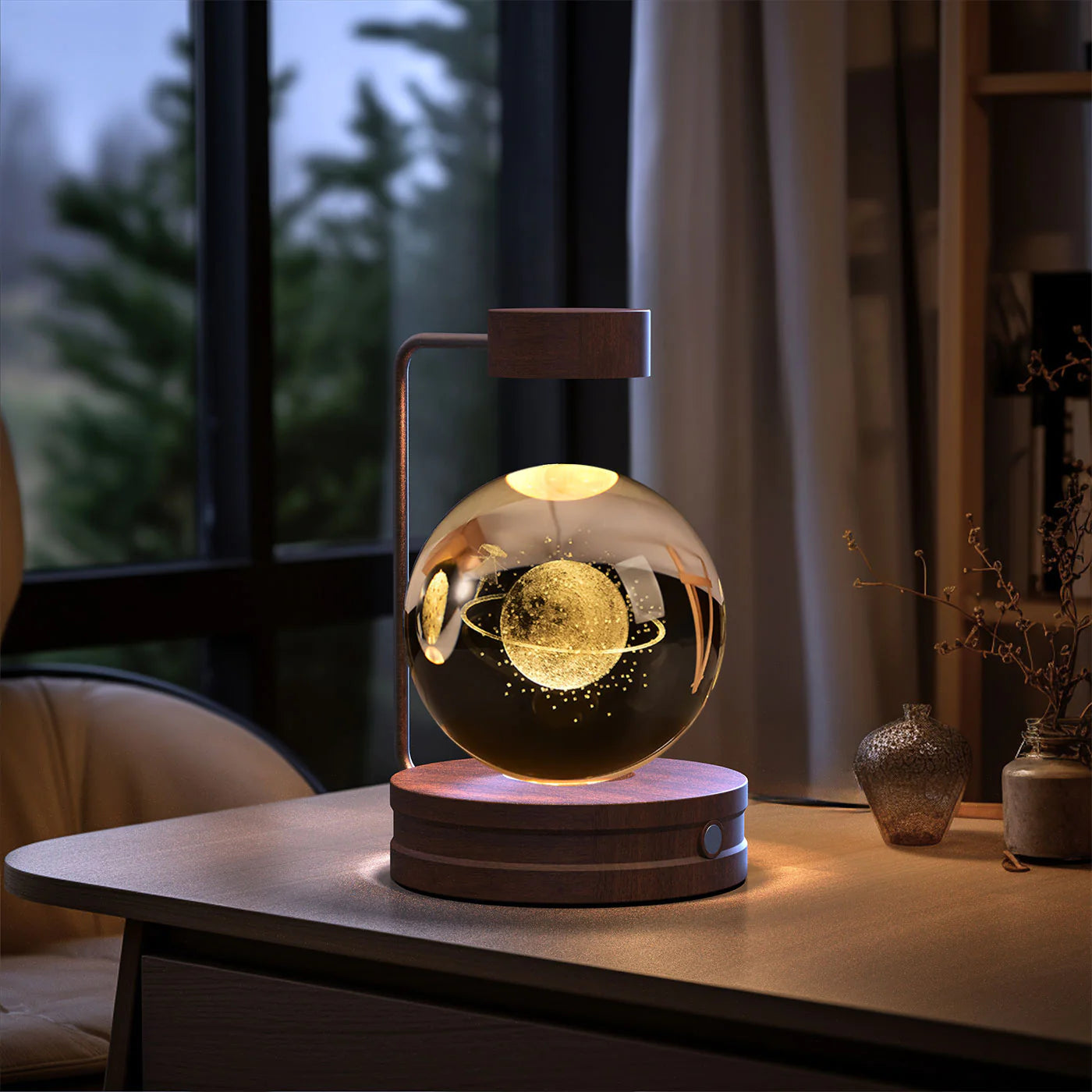 Crystal Ball Cosmic Dinosaur Indoor Night Light USB Power Warm Bedside Light Birthday Gift Night Lamp