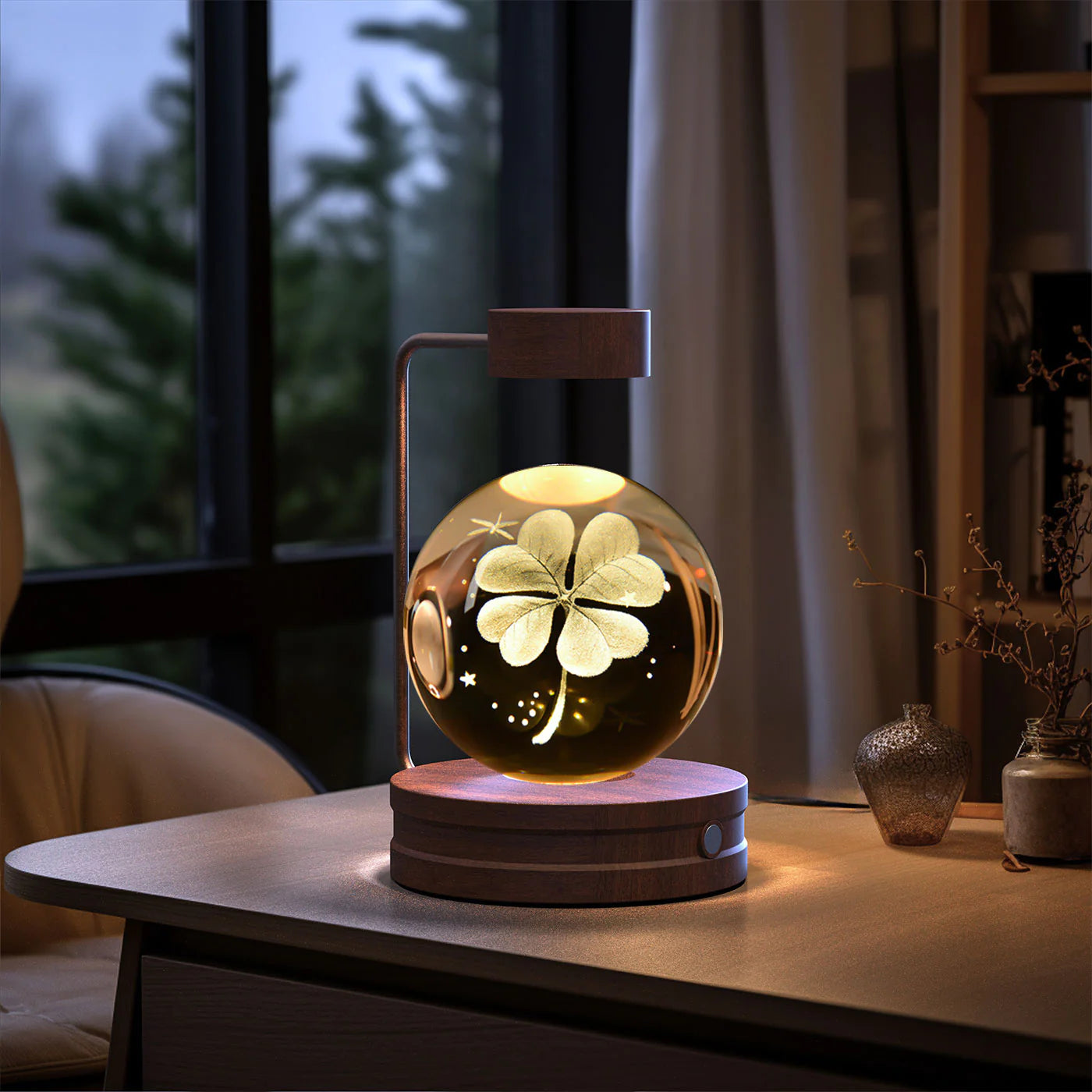 Crystal Ball Cosmic Dinosaur Indoor Night Light USB Power Warm Bedside Light Birthday Gift Night Lamp